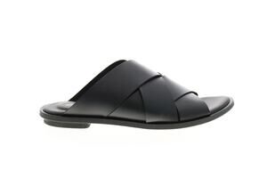 NIB! Clarks Women's Willow Art Leather Flat Black Sandals - Size 6.5